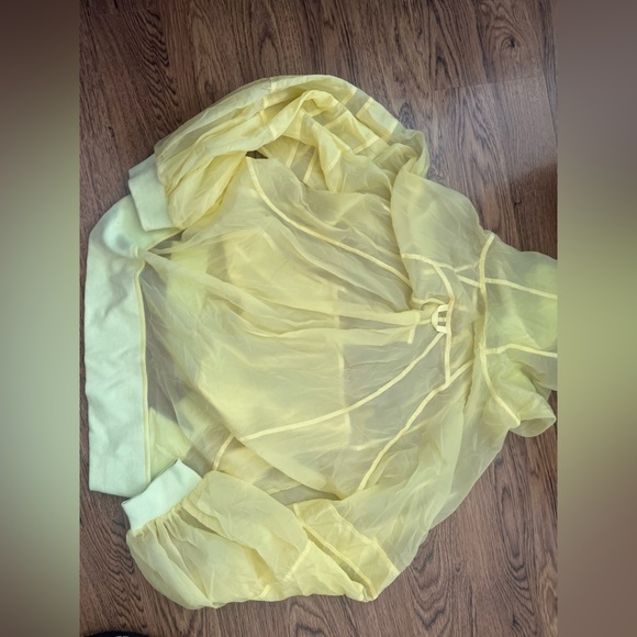 Free people fp movement sheer yellow vibrant large hoodie pullover jacket lounge - Picture 9 of 12